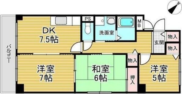 久寿川駅 徒歩18分 3階の物件間取画像